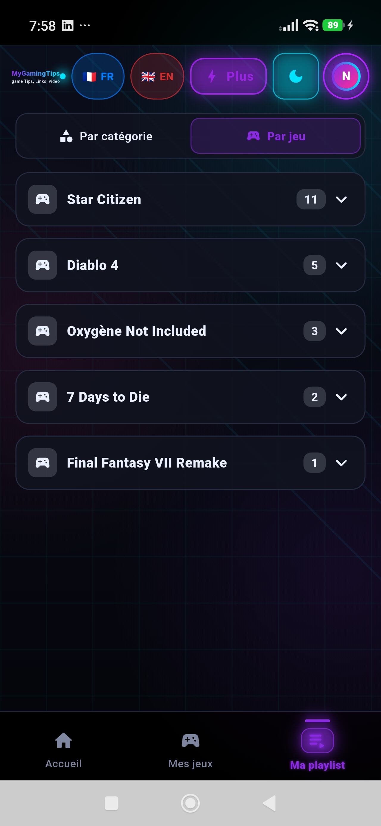 Playlists par jeu