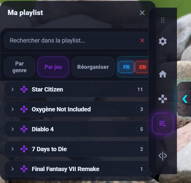 Playlist triée par jeu